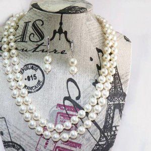 Swarovski Pearl 8 mm 2 Layer Set & 925 Silver Clasps